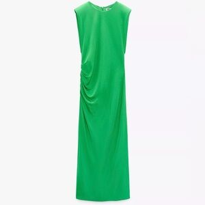 Zara Shoulder Pad Draped Dress